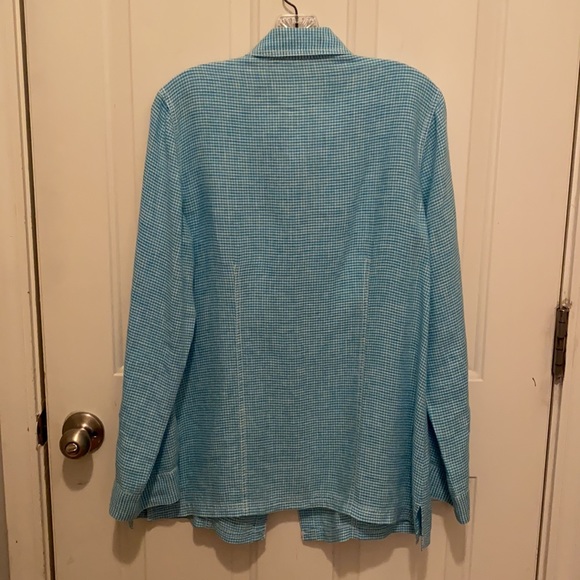 Chico’s Blue & White 100% Linen Shirt - Picture 4 of 5